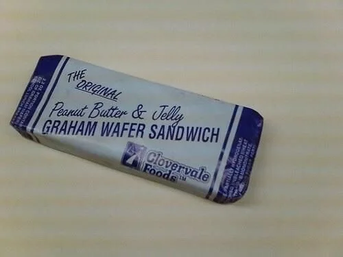 Peanut butter and jelly graham cracker sandwich.
